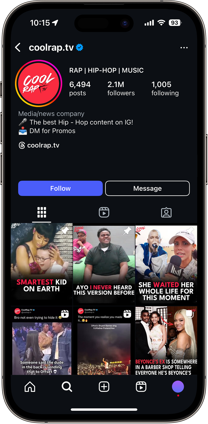 Phone mockup Instagram theme page